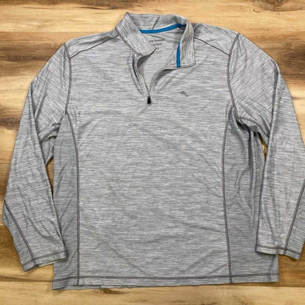 Tommy Bahama Palm Coast Half Zip XL IslandZone Recycled Poly Heather Gray